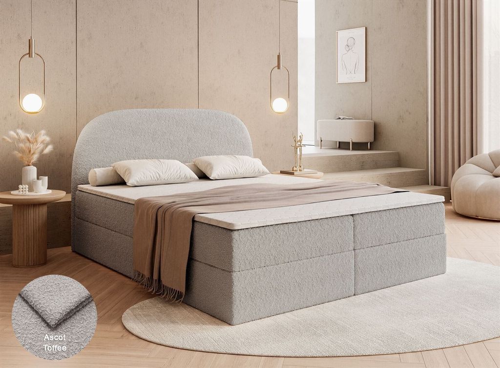 Kontinentalbett ALLURE mit Bettwäschebehälter 160x200 Ascot Toffee