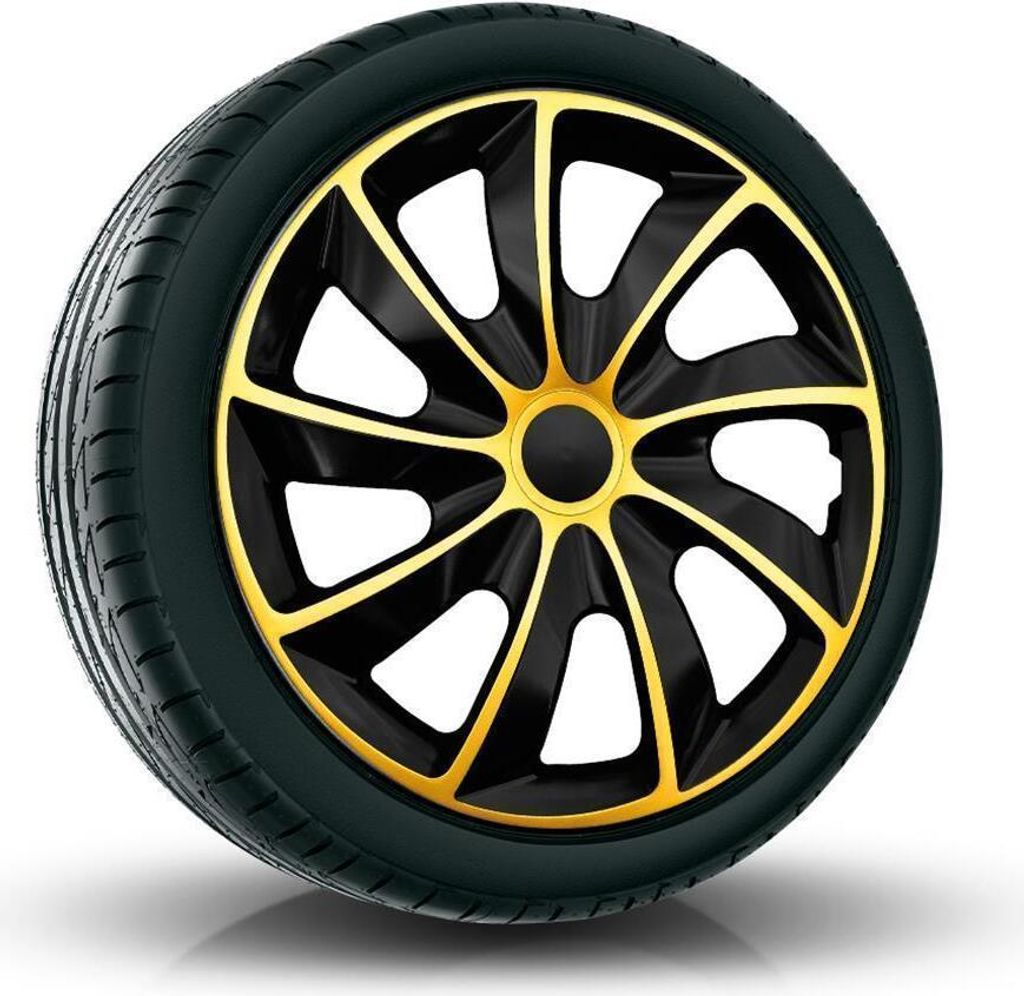 NRM Radkappen QUAD, Gold/Schwarz 16" Zoll. (4 x Universal Radzierblenden/Radkappen)