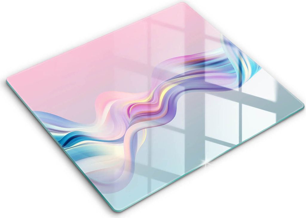 Glasschneideplatte - Herdabdeckplatte - 60x52 - Schneidebrett - Spritzschutz - Pastell Abstraktion