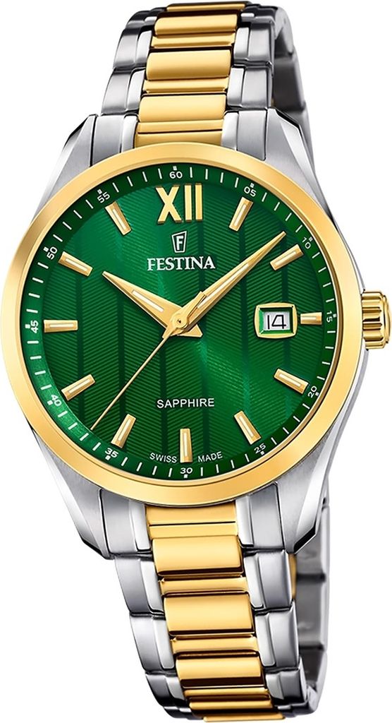 Festina Herren Uhr Swiss Edelstahlarmband silber gold D2UF20027/3