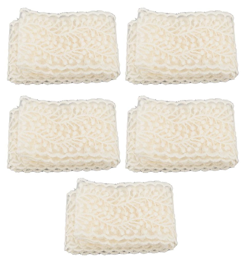 5 Rollen 2 Yard Spitzenband Beige Vintage-Besatz für Bastelprojekte, Nähen, Hochzeitsdekoration