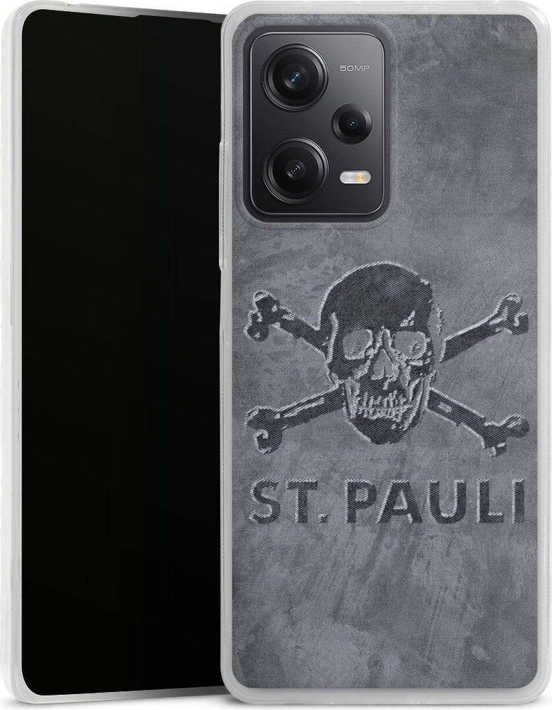 DeinDesign Slim Hülle für Xiaomi Redmi Note 12 Pro 5G Silikon Case Ultra Dünn Handyhülle Beton FC St. Pauli Logo