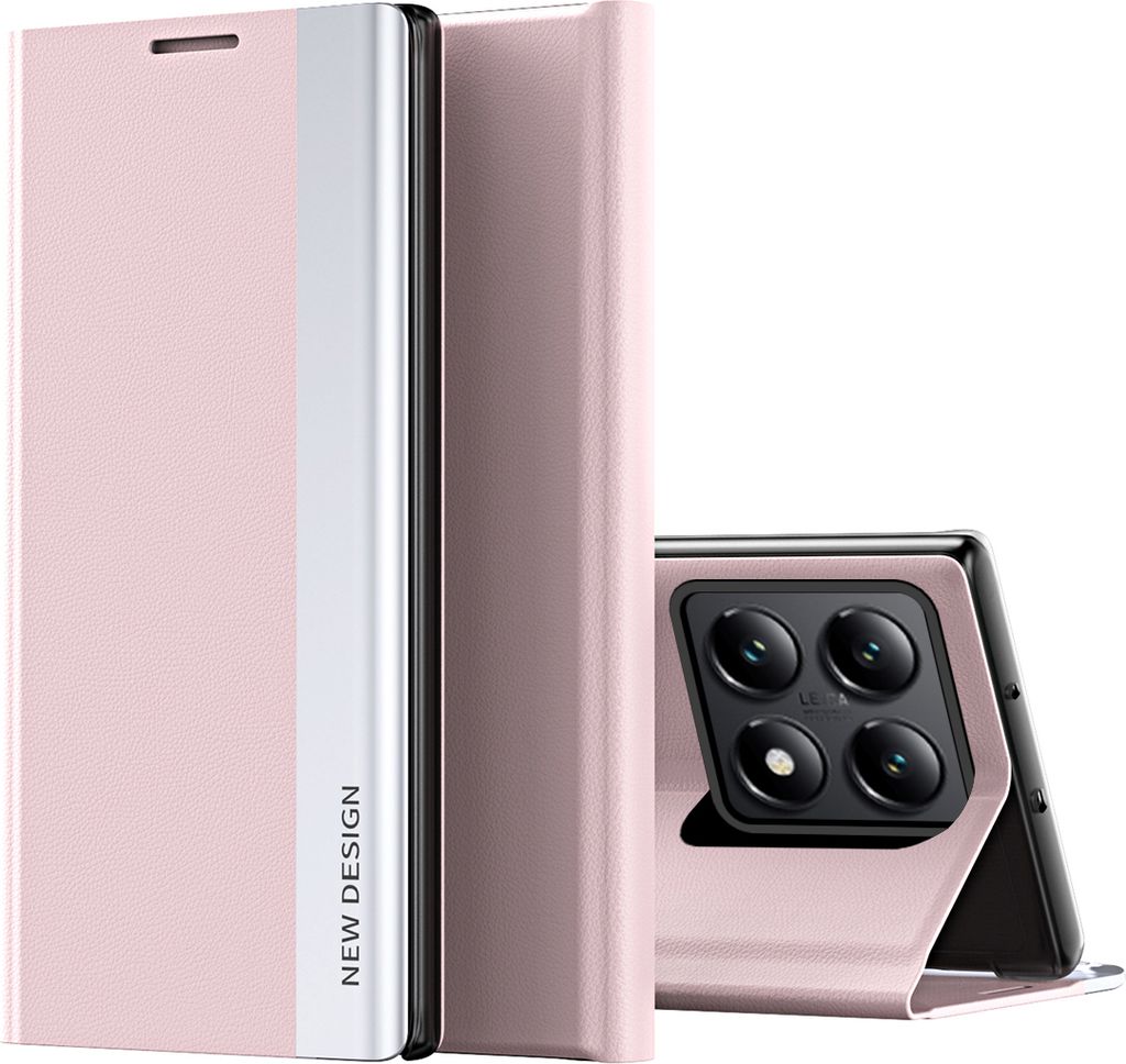 Hülle für Xiaomi 14T Pro Kunstleder Klapphülle Schutzhülle mit Standfunktion Rosa