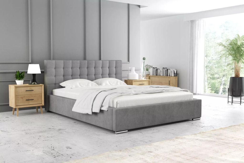 Doppelbett 200x200 LAURINDA - hellgrau