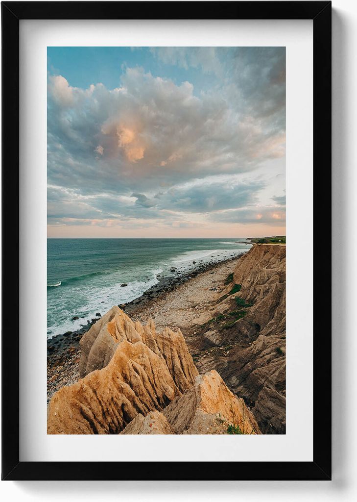 Sommerlandschaft mit Meereshimmel und Strandpromenade– Wandbild mit Rahmen – Gerahmtes Bild – Wanddekoration – 40x60 cm – Schwarz