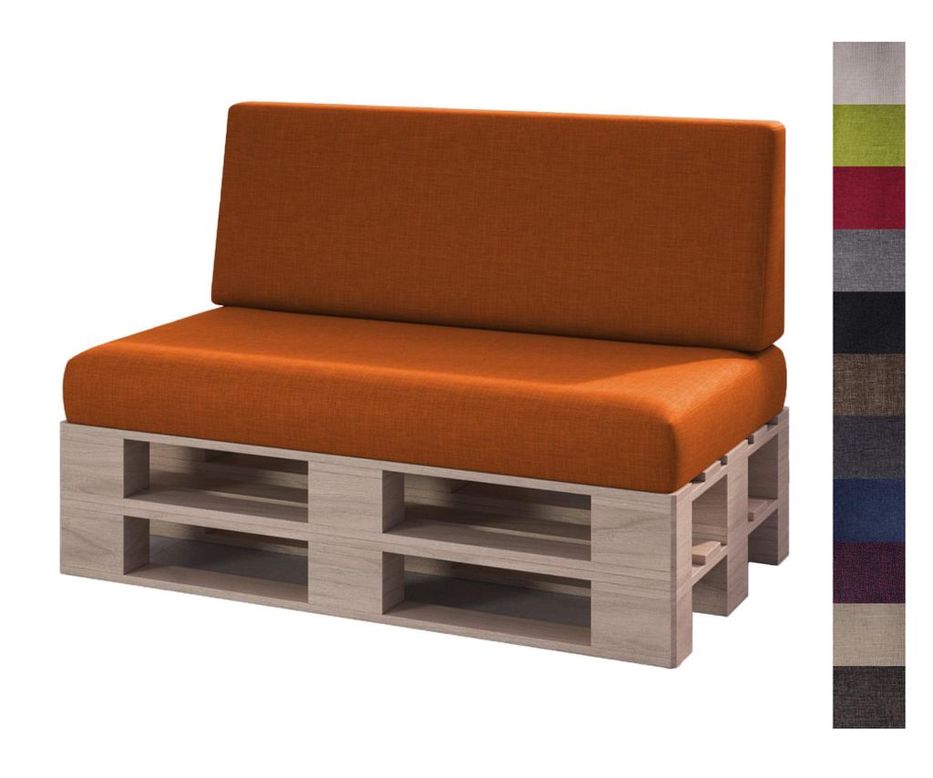 sunnypillow 2er Palettenkissen Set mit abnehmbarem Bezug Sitzkissen + Rückenkissen | Orange |