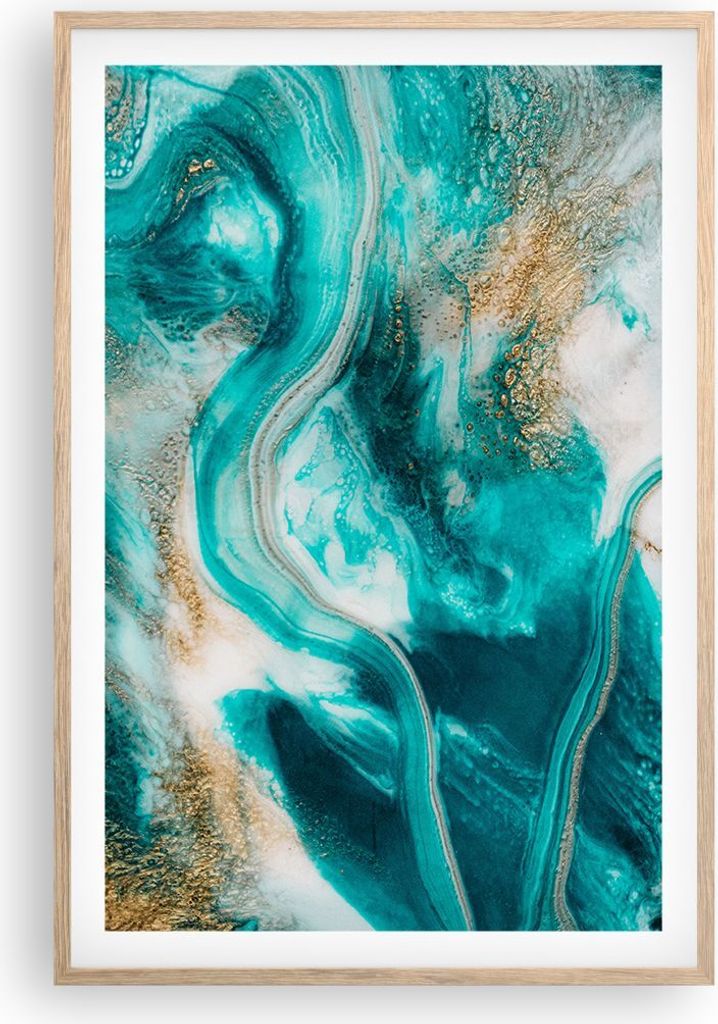 Gerahmtes Poster - Rahmen in heller Eiche - Wasser Meer Ozean - 61x91,5 cm - Wand Bild - Wanddeko - Wandbilder - Kunstposter - Wandposter - Bilderr...