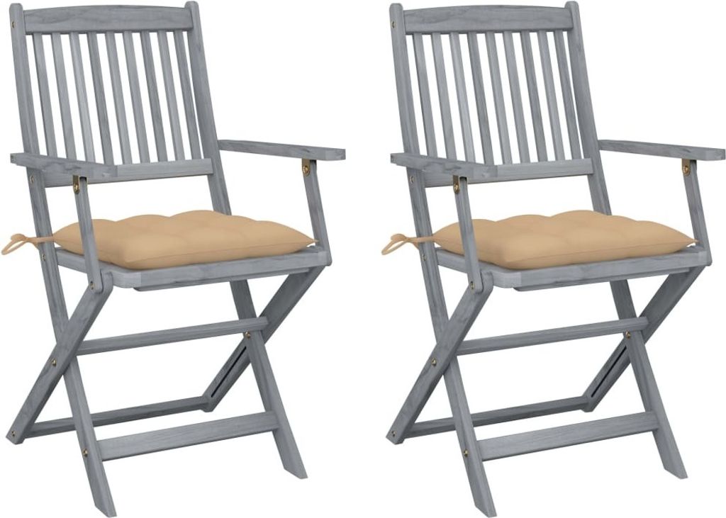 Möbel Klappbare Gartenstühle 2 Stk. mit Kissen Massivholz Akazie - Stapelsessel 3064500