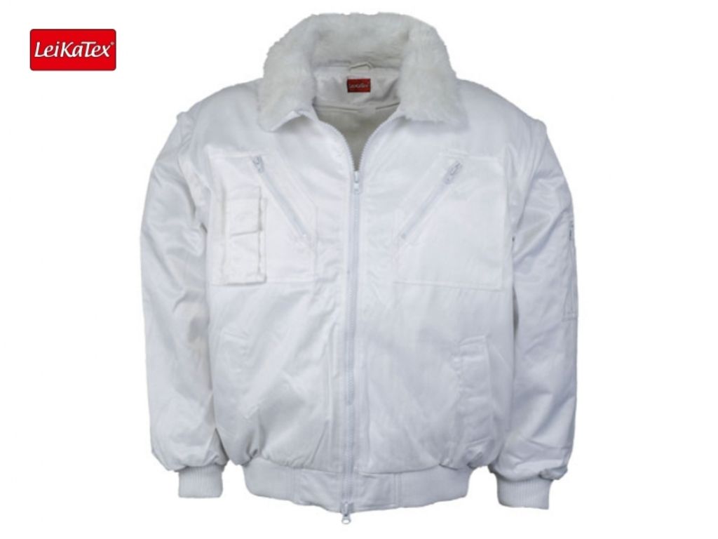 Herren Jacke Jacken Pilotenjacke LeiKaTex in weiss Größe L
