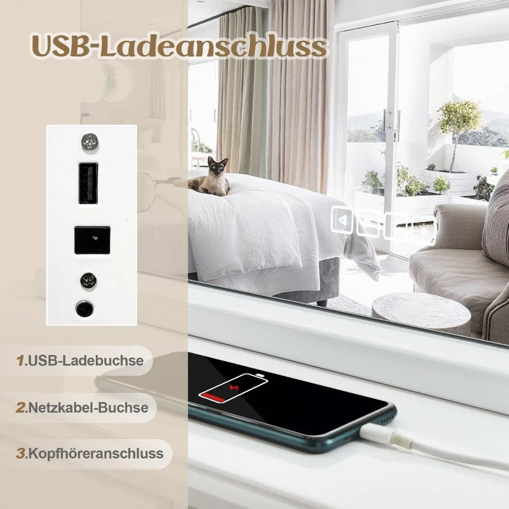 Miroir Hollywood LED pour chambre avec Bluetooth, parfait pour se maquiller - 4