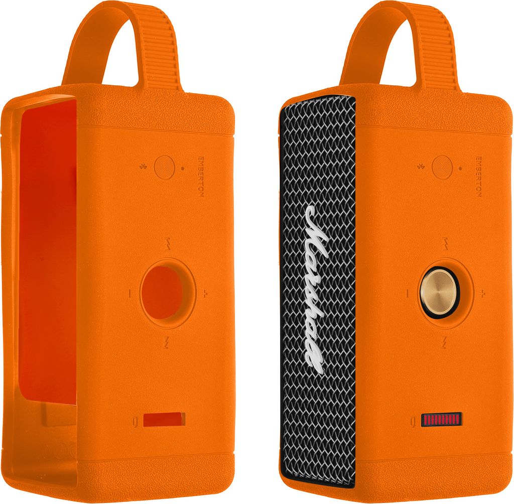 kwmobile Silikon Hülle kompatibel mit Marshall EMBERTON - Schutzhülle für Mini Speaker - Cover Bluetooth Lautsprecher Orange