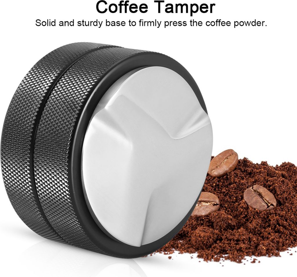 Accessorio Barista Helweet Pressino Per Caffè Espresso | Tamper In Acciaio Inox Con Manico Legno | Diametro 51 Mm Con Tappetino Tappetino Per Pressino