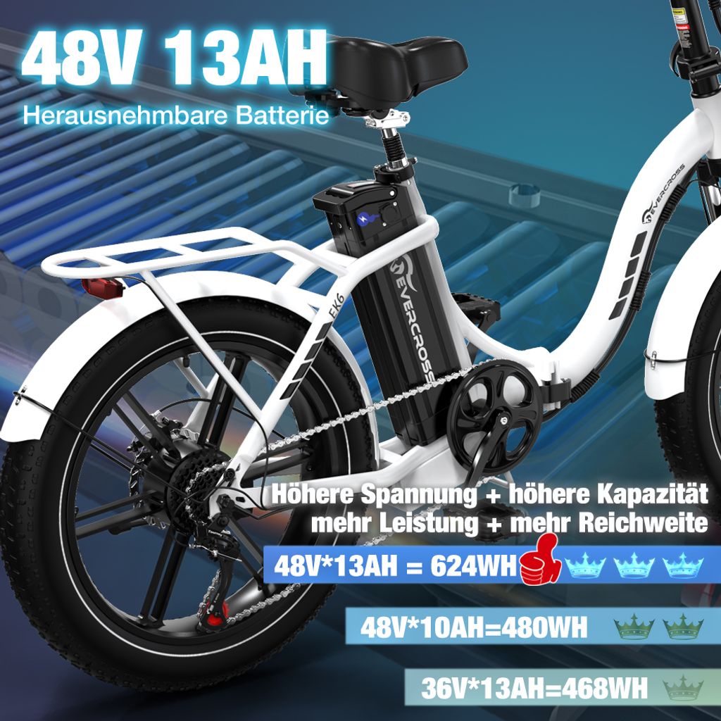 Evercross E-Bike 20" 7 Gang 48V/13Ah Elektrofahrrad Produktbild 4