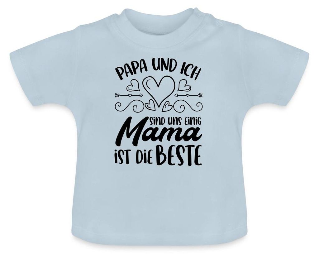 Spreadshirt Geschenk Mutter | Mama Ist Die Beste Baby Bio-T-Shirt mit Rundhals, 6-12 Monate, Hellblau