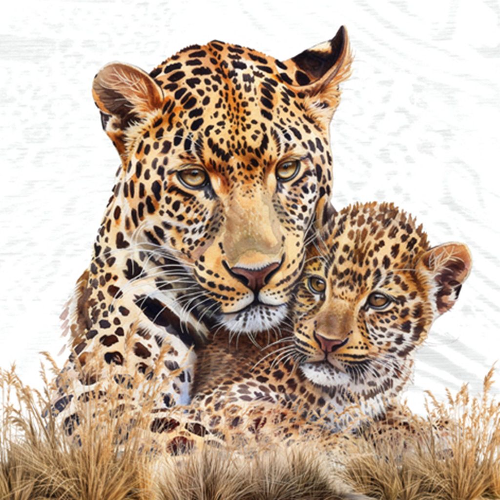 Servietten Papier 33x33cm 3-lagig Safari Motiv mit Leopard Produktbild 