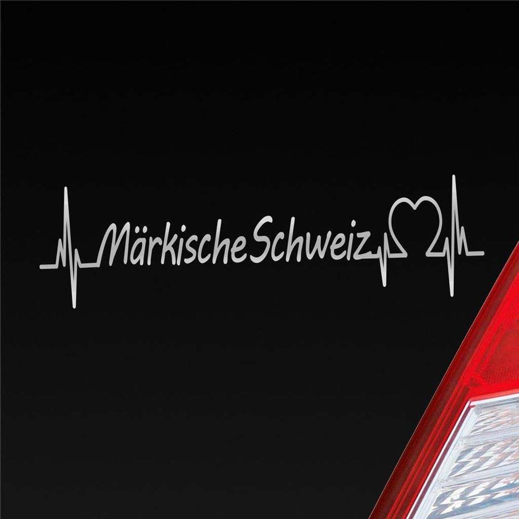 Auto Aufkleber Märkische Schweiz Puls Herzschlag mit Ferien Region Motiv 19x5 cm Silber Sticker Heckscheibenaufkleber
