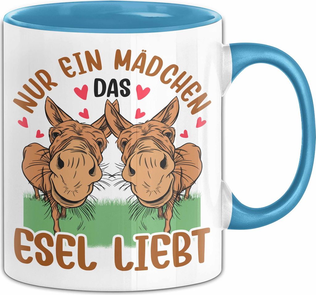 Esel-Liebhaberin Tasse Geschenk Mädchen Frauen Esel-Liebhaber Geschenkidee Becher (Blau)