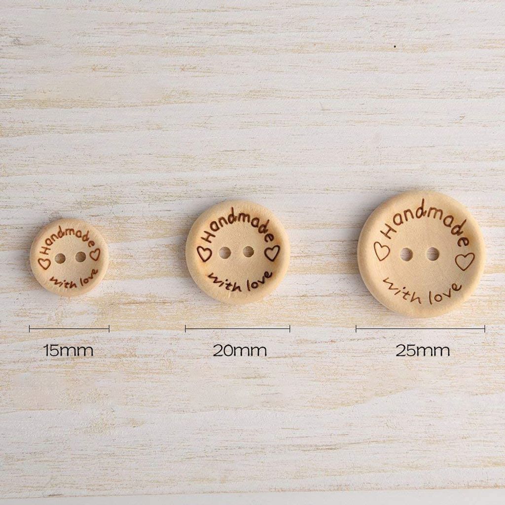 Nordstern Handmade With Love Holzknöpfe – 150 Stück, 15mm 20mm 25mm, Mit Aufbewahrungsbox