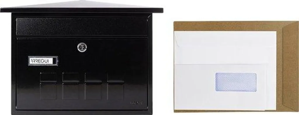 Boîte aux lettres A4 en acier galvanisé noir avec serrure sécurisée