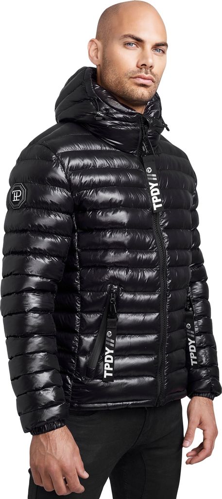 Adan Herren Steppjacke hochschließender Kragen Schwarz M