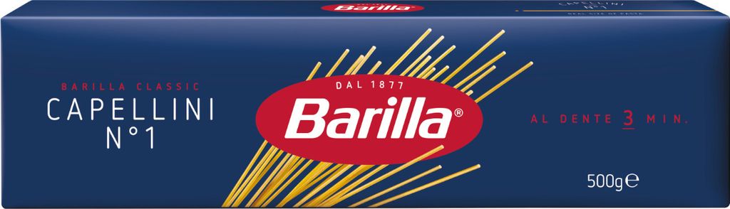 A box of Barilla Capellini pasta.