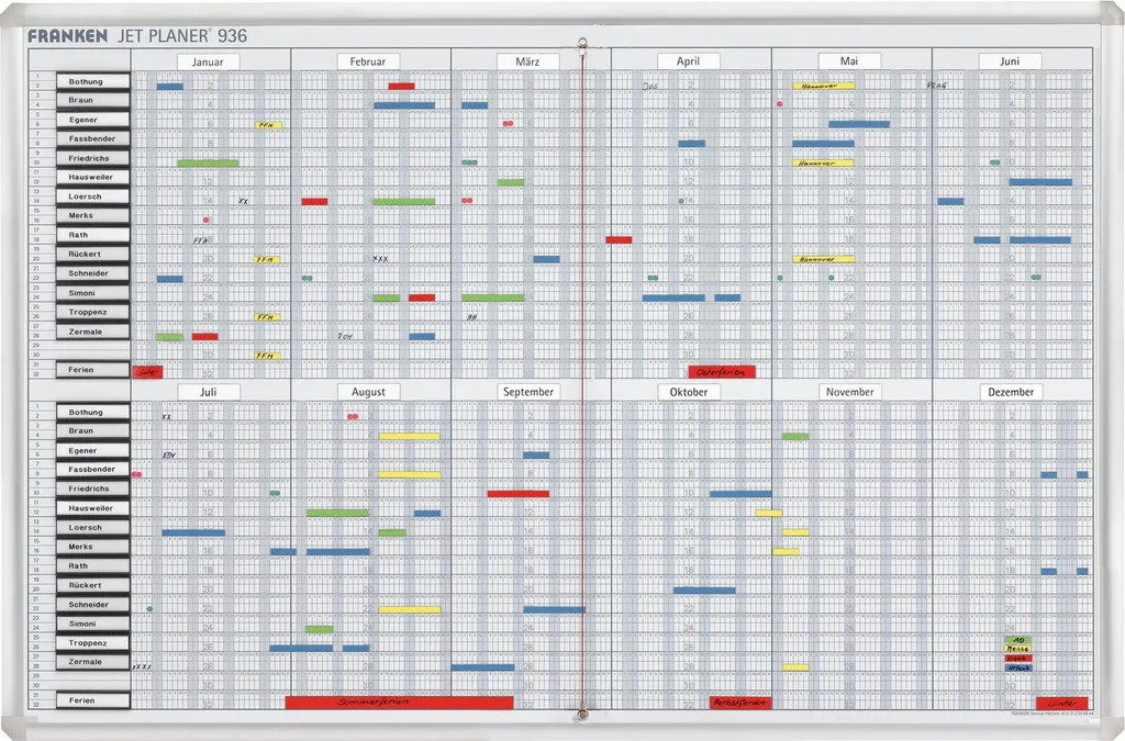 Franken SJP936 JetPlaner 936 Planning Annuel 32 Positions 90 x 60 cm