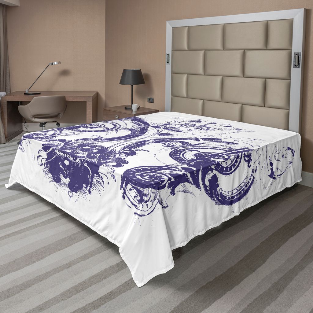 ABAKUHAUS Fleur De Lis Bettlaken, Digital Grunge Lily Kaiser Flagge viktorianischen Königreich Imperial Theme Print, weiches bequemes oberes Bettl...