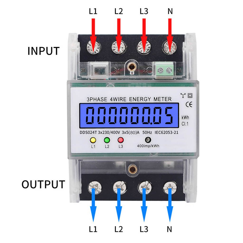 Stromzähler LCD Drehstromzähler 3-Phasen für DIN Hutschiene Wechselstromzähler 