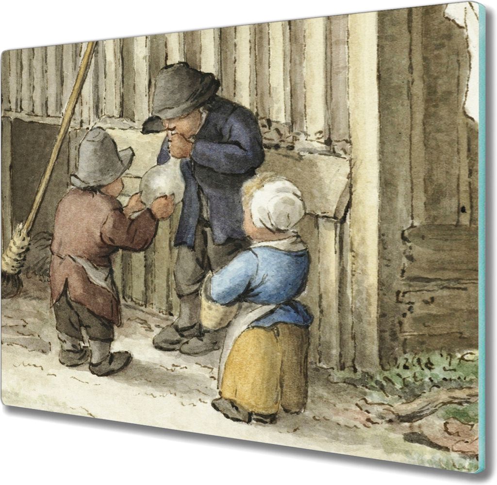 Coloray Schneidebrett Herdabdeckplatte 60x52 cm Kochplattenabdeckung Küchenbrett Hackbrett - Das Dorf Dorfbewohner Kind