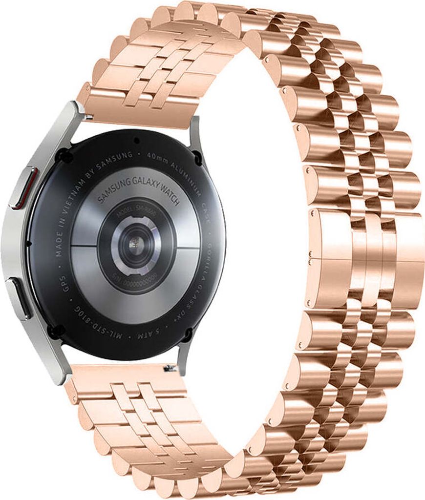 SYSTEM-S Armband 20 mm aus Metall für Samsung Galaxy Watch 4 Smartwatch in Rose