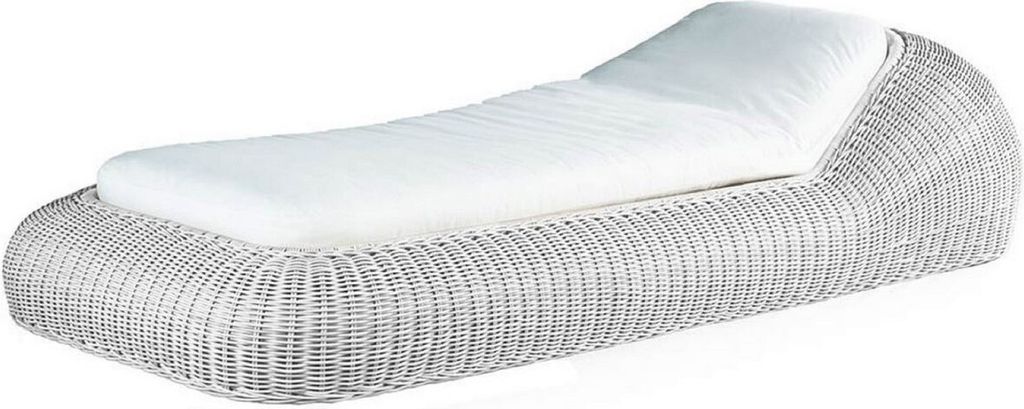 Casa Padrino Luxus Gartenliege Weiß / Weiß 238 x 100 x H. 50 cm - Handgewebte Wetterbeständige Liege - Moderne Poolliege - Garten Möbel - Hotel...