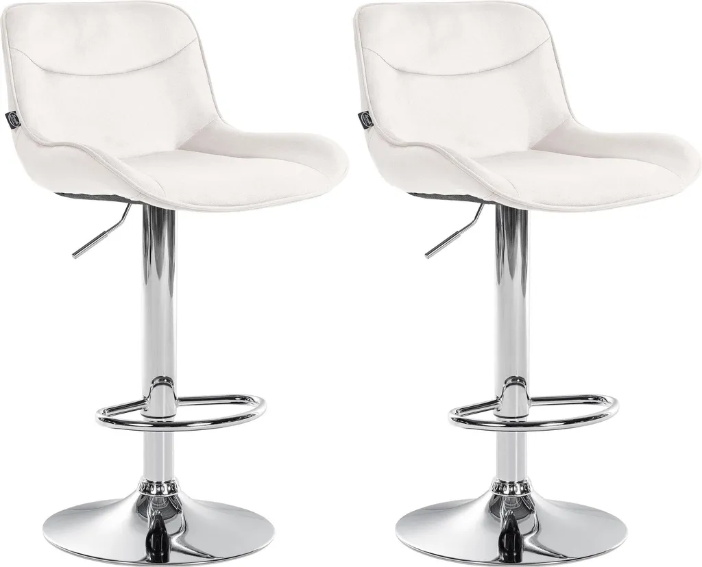 Tabouret velours crème Vonore x2 structure chrome - Confort premium