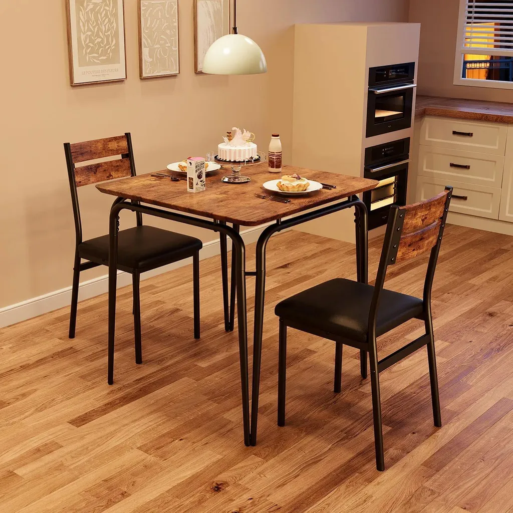 Ensemble repas moderne bois et métal avec assises rembourrées moelleuses - 9
