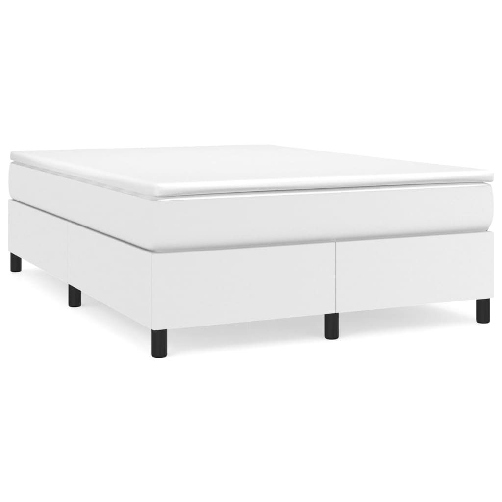 Łóżko Kontynentalne, Białe, 140X200 Cm, Obite Sztuczną Zdjęcie produktu 