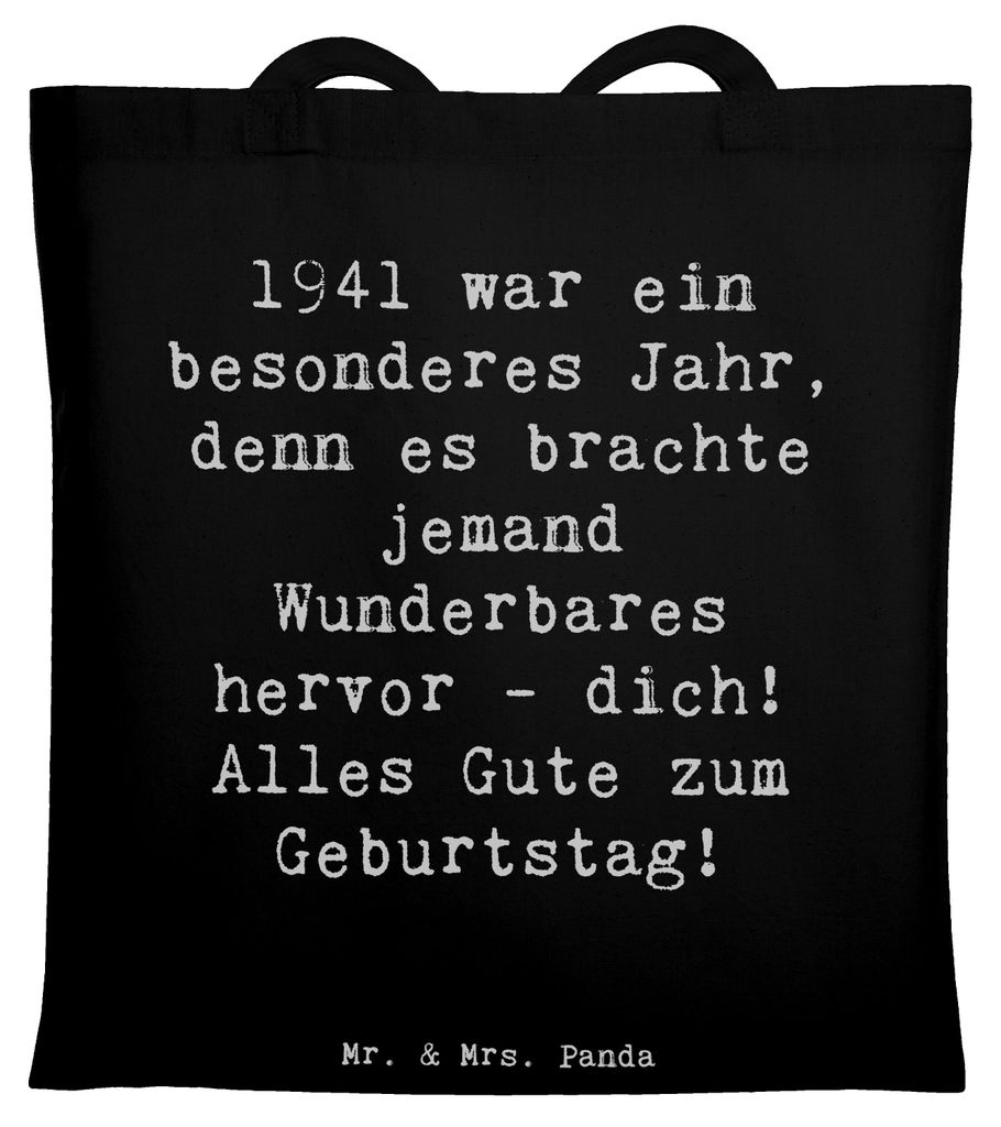 Mr. & Mrs. Panda Jutebeutel Spruch 1941 Geburtstag - Schwarz - Geschenk, Tote Bag, Tasche, Retro Geburtstagsgeschenke, Erinnerungen, Happy Birthday...