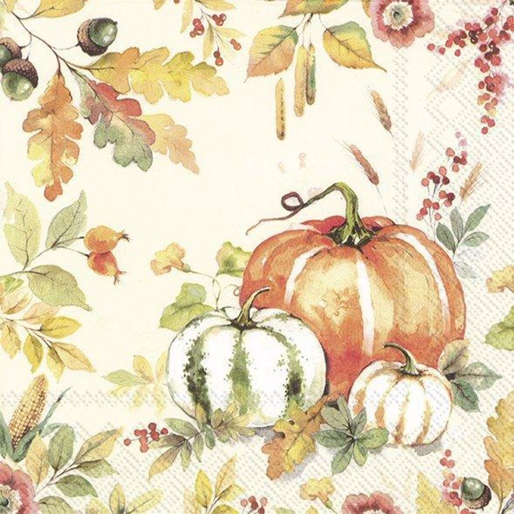 Servietten 33x33 cm - PUMPKIN LOVE cream