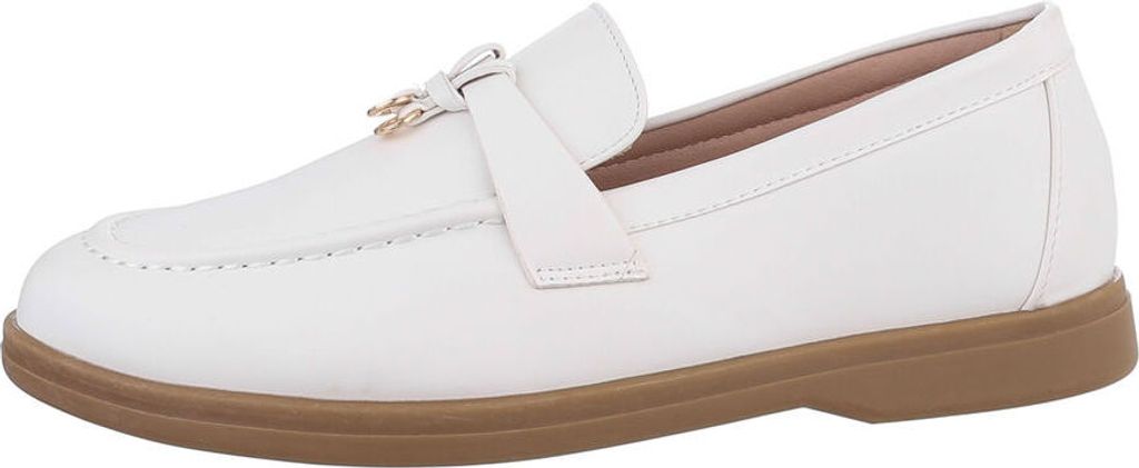 Ital-Design Damen Halbschuhe Mokassins Lederoptik Slipper 85744073 Weiß Gr. 39