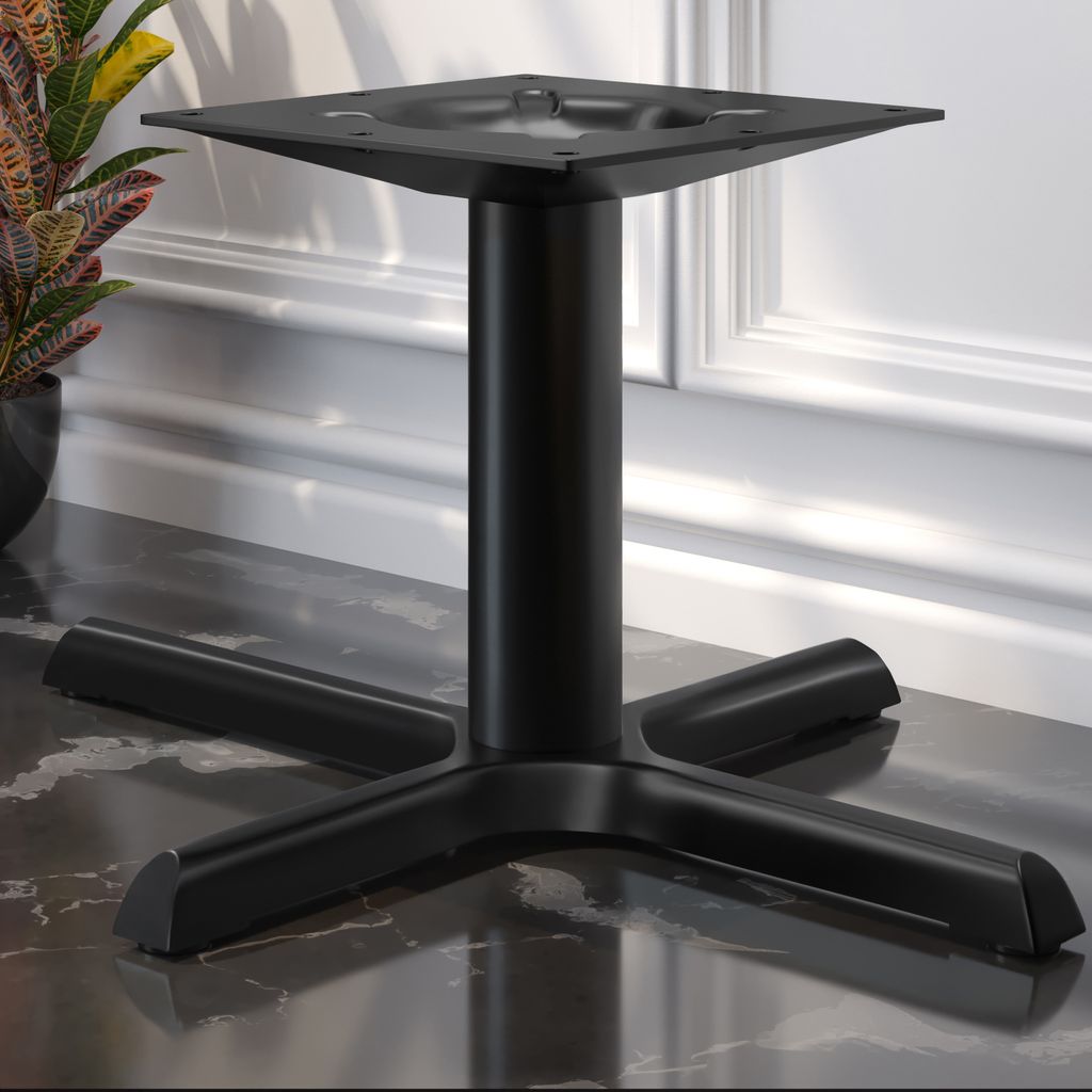 SAN.MARCO | Bistro Lounge Tischgestell | Schwarz | 4 Fuß: 56 x 76 cm | Säule: 7,6 x 46 cm | Tischgestelle Outdoor, Tischgestell Aluminium
