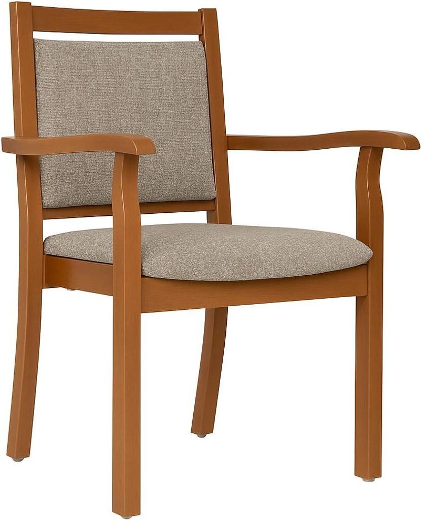 Pflegestuhl André mit Armlehnen Rustikal – Ideal für Senioren im Altenheim oder Zuhause.Stoffbezug:Stoff Kariba Beige,Bodengleiter:Kunststoff W...