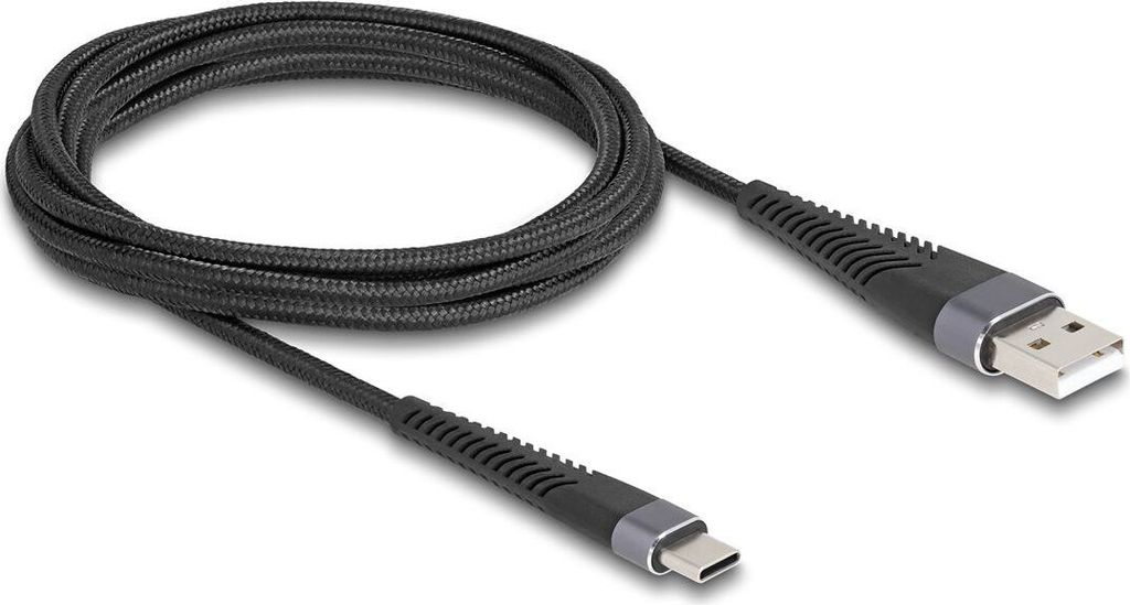 Delock USB 2.0 Kabel USB Typ-A Stecker zu USB-C Stecker mit verlängertem Knickschutz 2 m