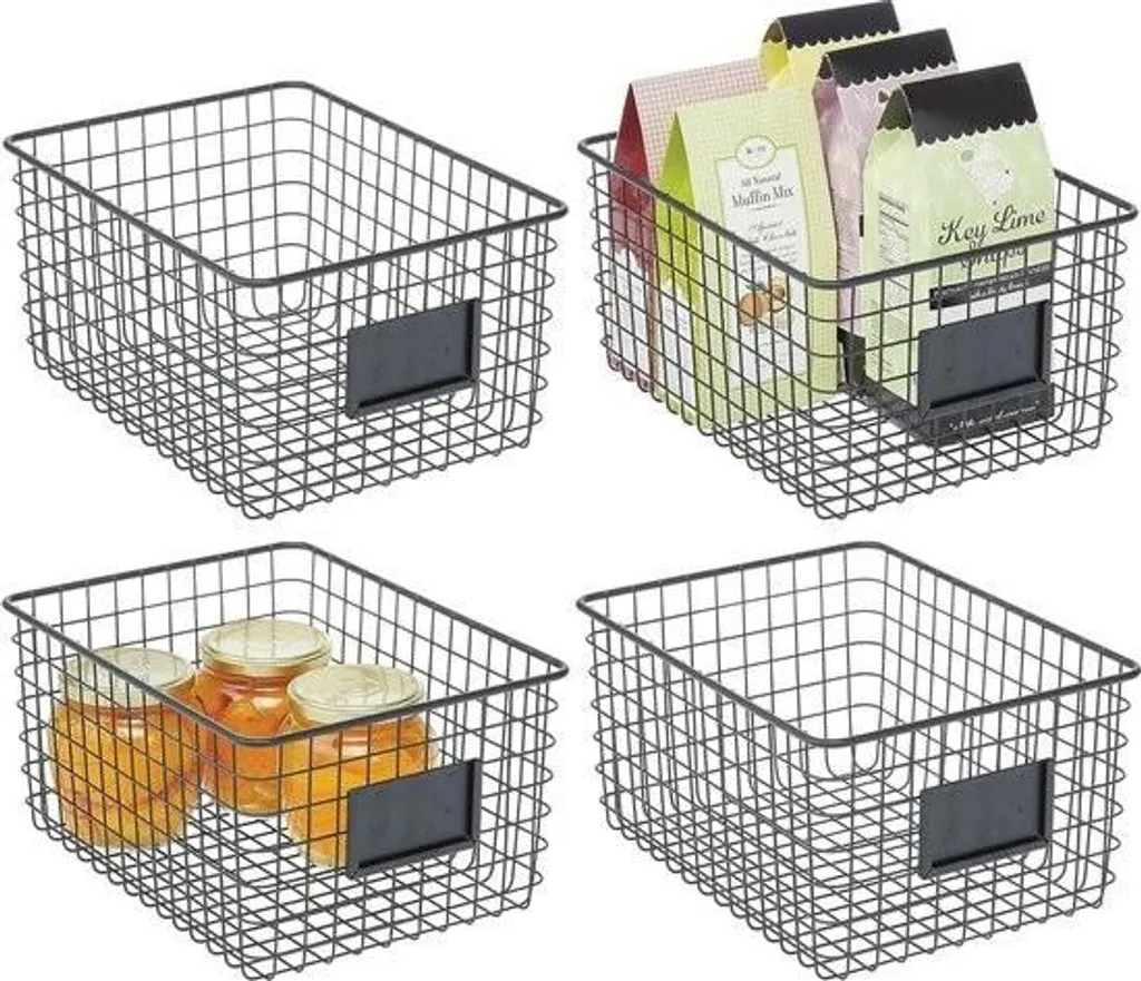 Solution rangement efficace : 4 paniers métalliques noirs contre le désordre