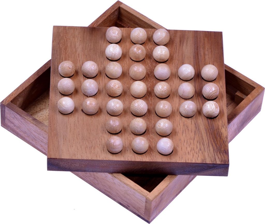 Solitär mit Kugeln – Denkspiel aus Holz | Knobelklassiker – Produktbild 
