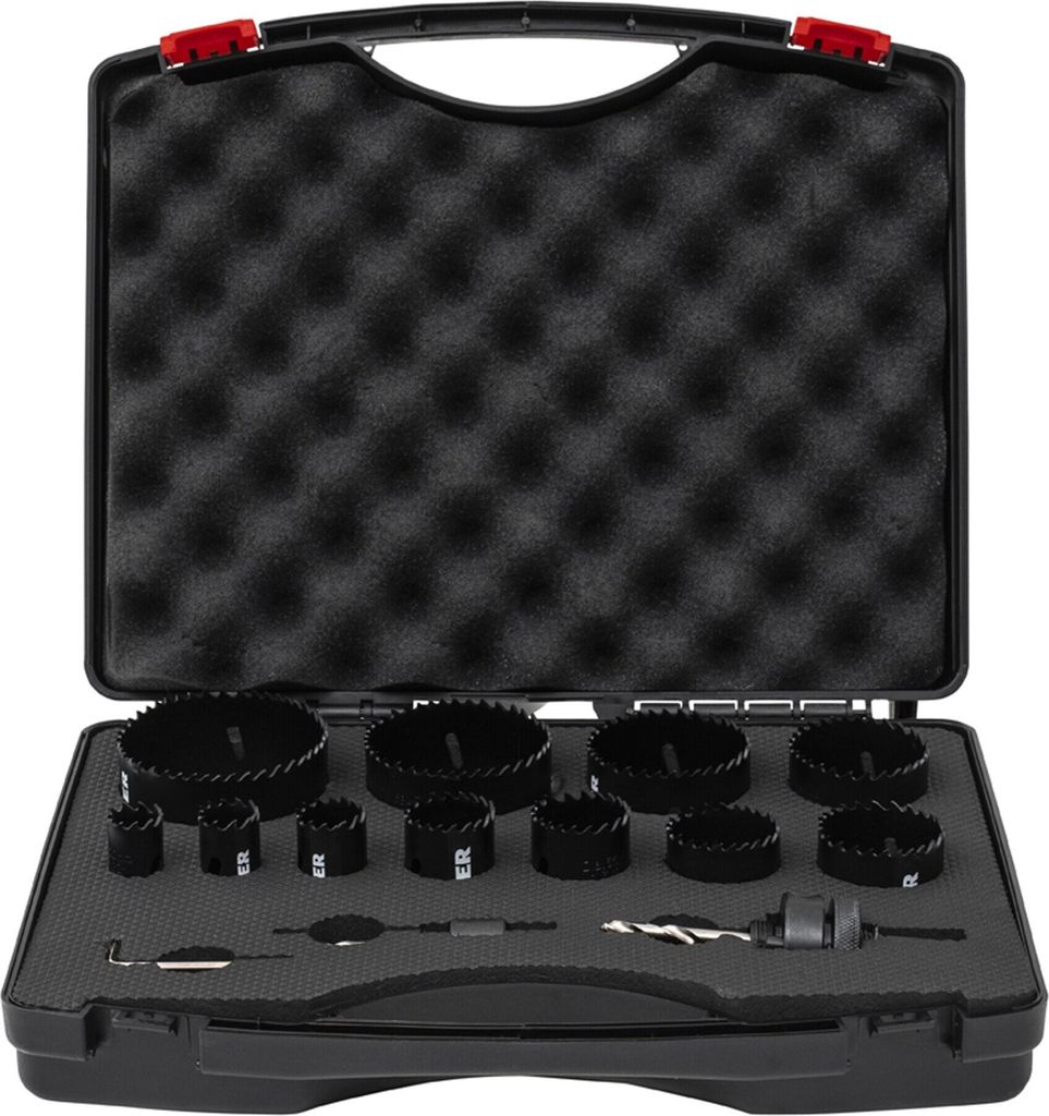 STIER Lochsägen-Set, HSS-Co8 Bimetall, 14-teilig 20, 22, 25, 32, 35, 40, 44, 51, 60, 68 & 76 mm, für Handbohrmaschinen, Lochkreissäge Bohrkronen...
