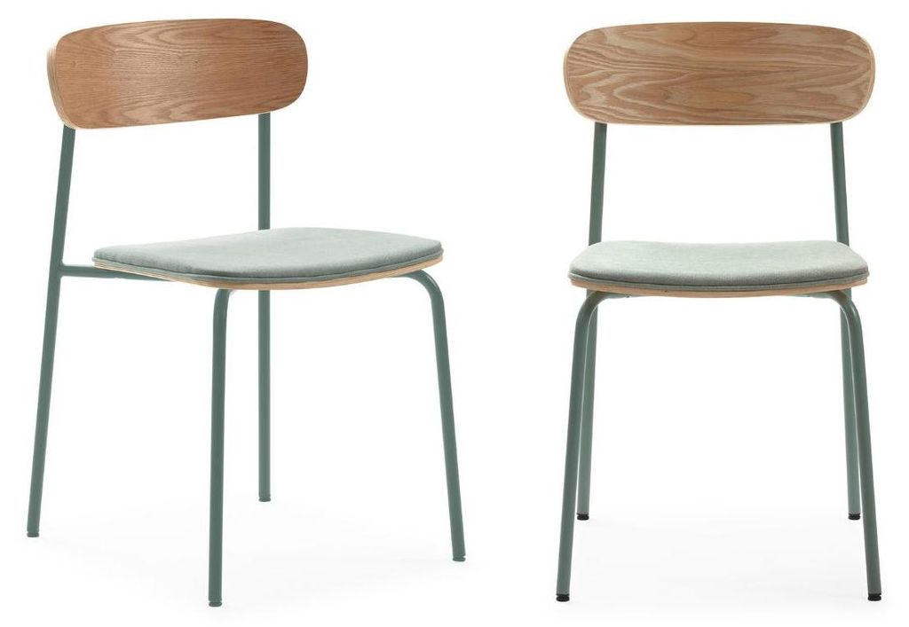 CALICOSY - Lot de 2 chaises en tissu avec pieds en métal Image du produit 