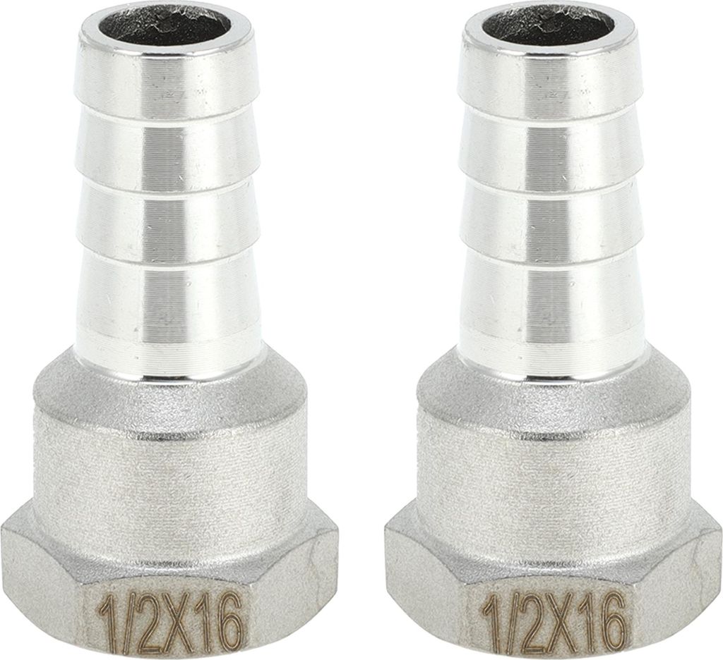 304 Edelstahl Schlauchstutzen 5/8" OD 1/2" BSPT Weibliches Gewindeverbinder für Luft Wasser Öl Gas Kraftstoff 2 Stück Silberton