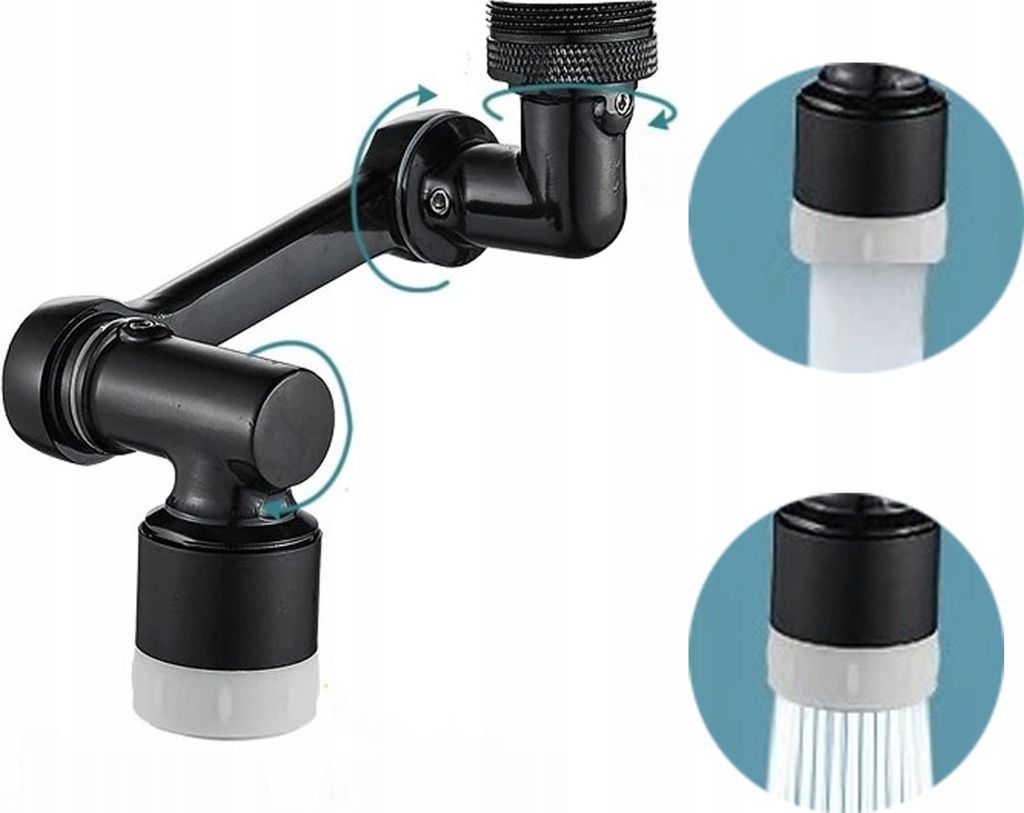 Przedłużka Kranu Adapter Czarny Aerator Perlator Metalowy Zdjęcie produktu 