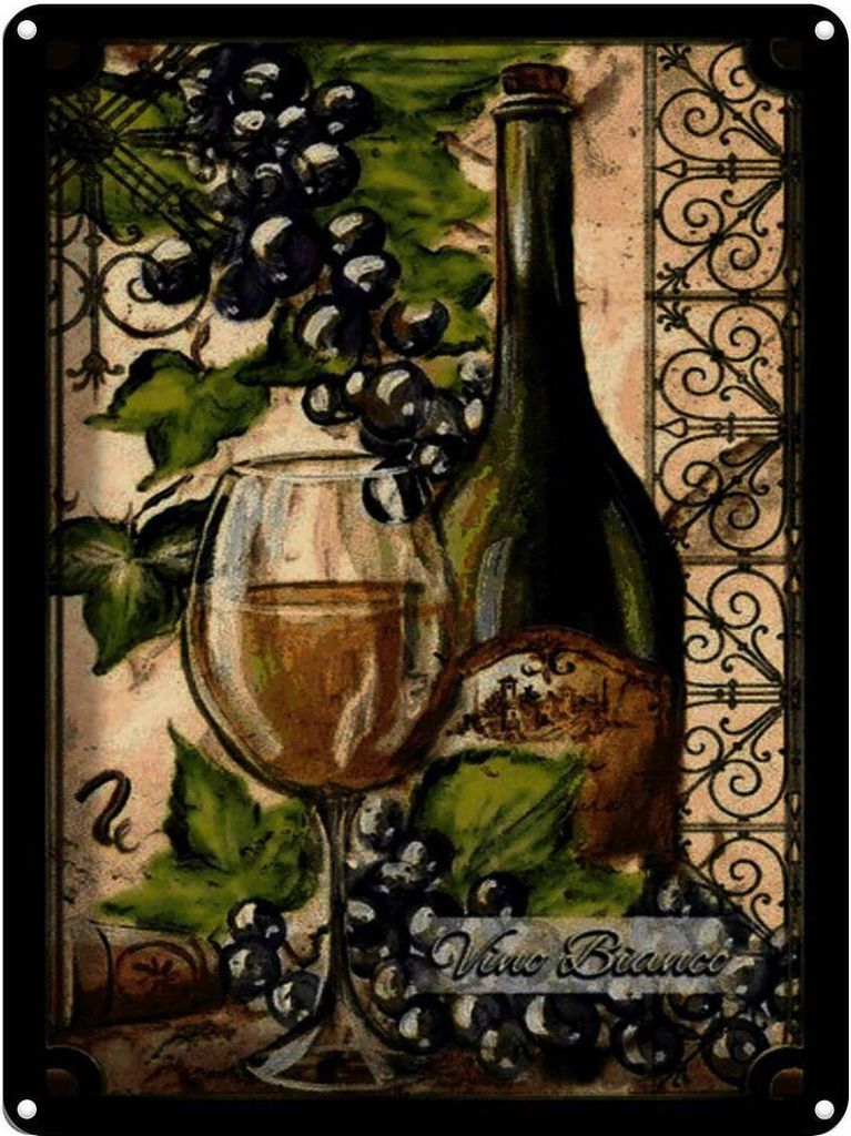 vianmo Kovový nápis 30x40 cm Stillleben Vino Bianco Obrázek produktu 