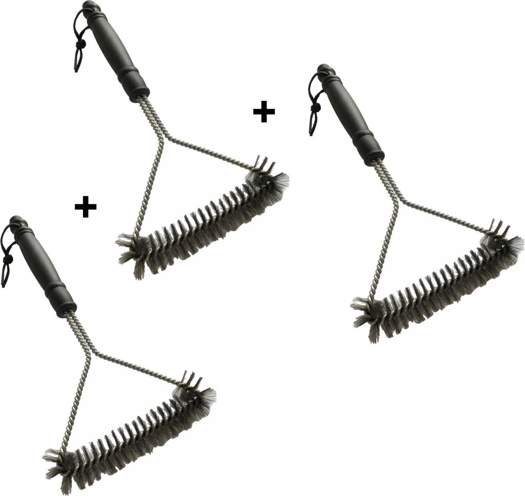 3x Grillbürste dreieckig 33 cm dreiseitige Reinigungsbürste Produktbild 