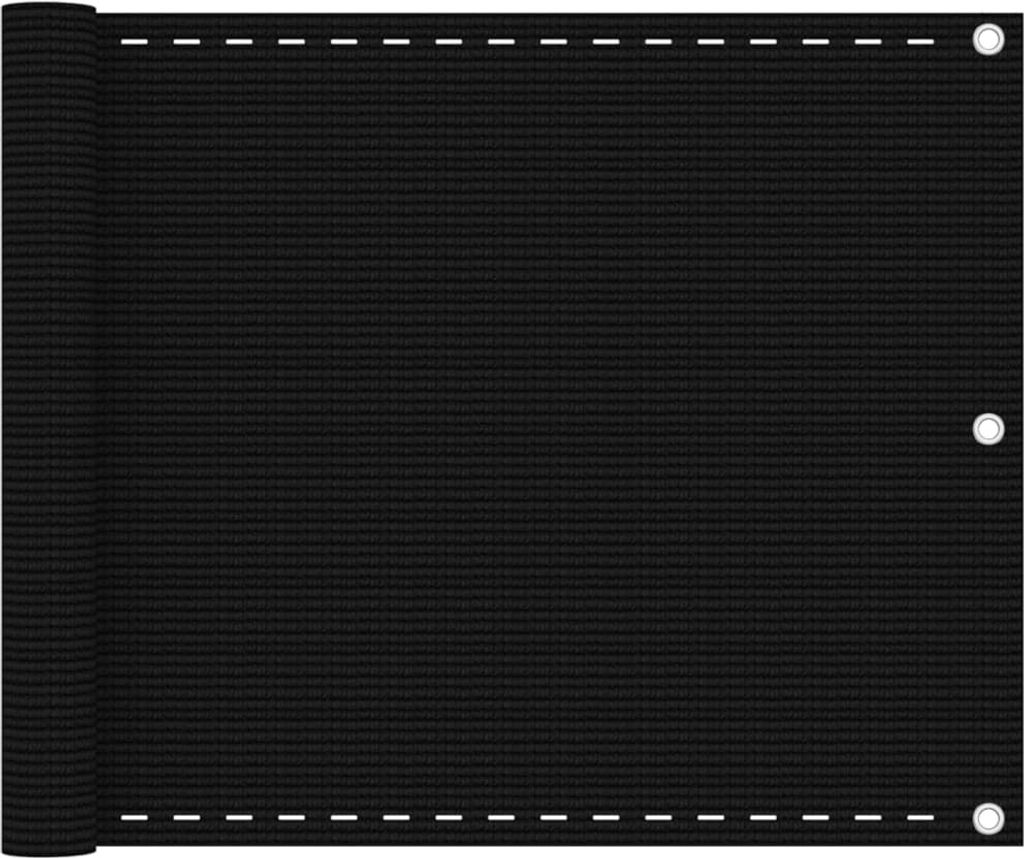 "Rabatt" Balkon-Sichtschutz - Windschutz & Sonnenschutz - Schwarz 75x500 cm HDPE - Sonnensegel CC3814