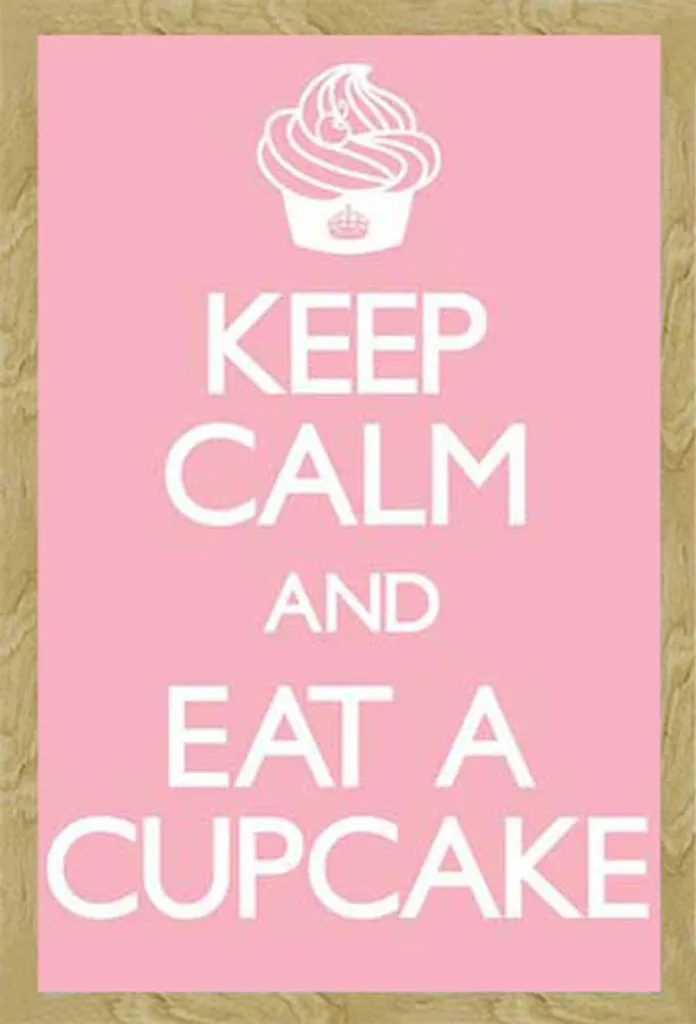 Quadro Keep Calm and Eat A Cupcake Cornice Shinsuke Maxi Faggio Vetro